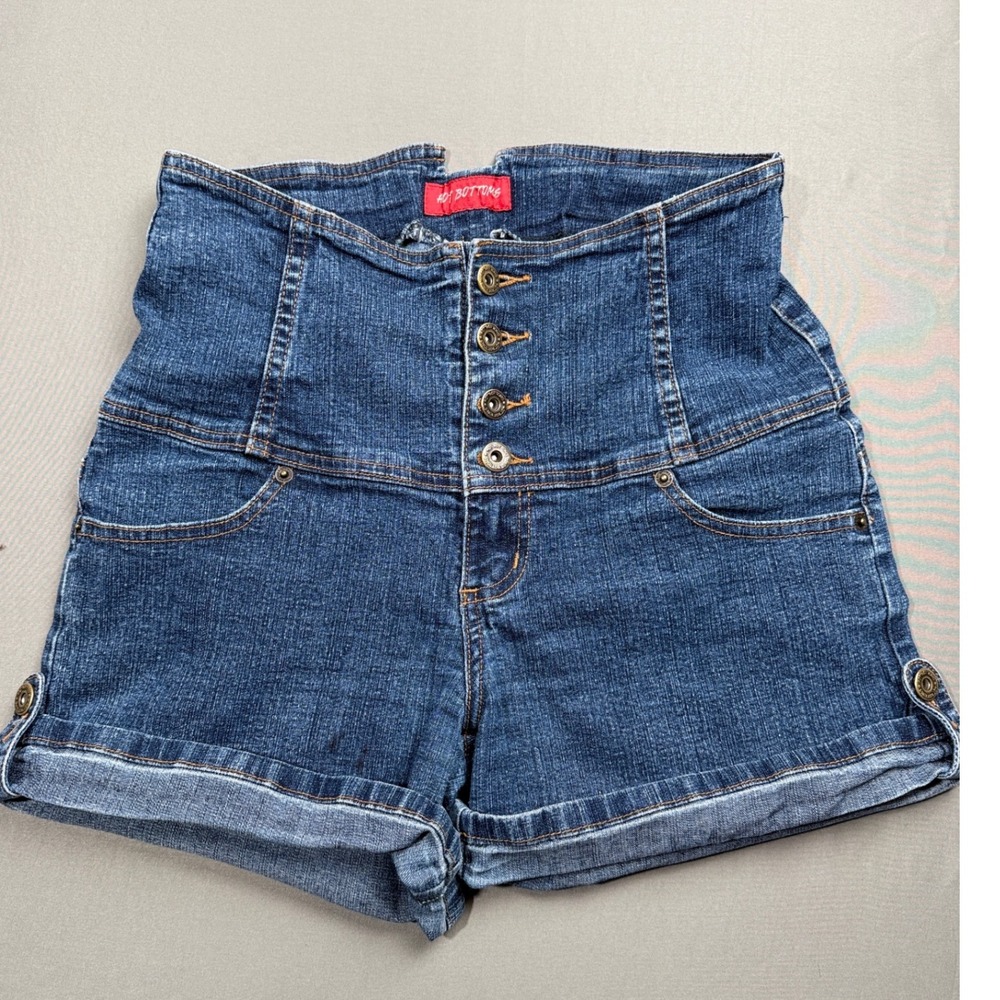 Hot Bottoms Denim Jean Shorts‎ High Waist Button Fly Juniors Size 11/12